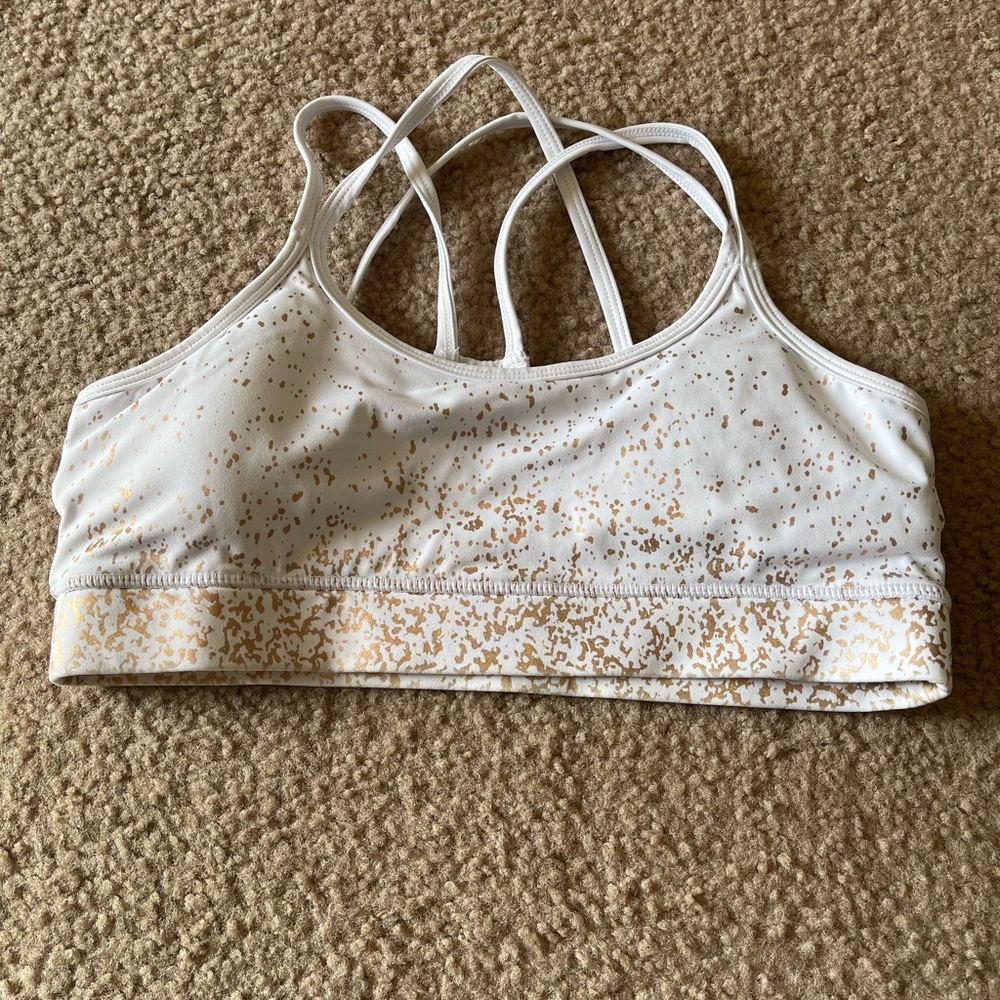 Rosé white sports bra